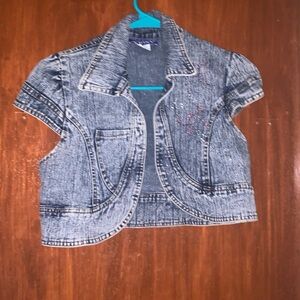 Mooney Vintage 80s denim vest with sequin butterflies